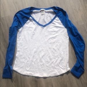 Blue and white long sleeve tee